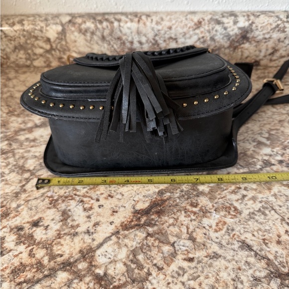 Antik Kraft Tom Clovers Black Tassel Saddlebag Crossbody Bag - Picture 7 of 13